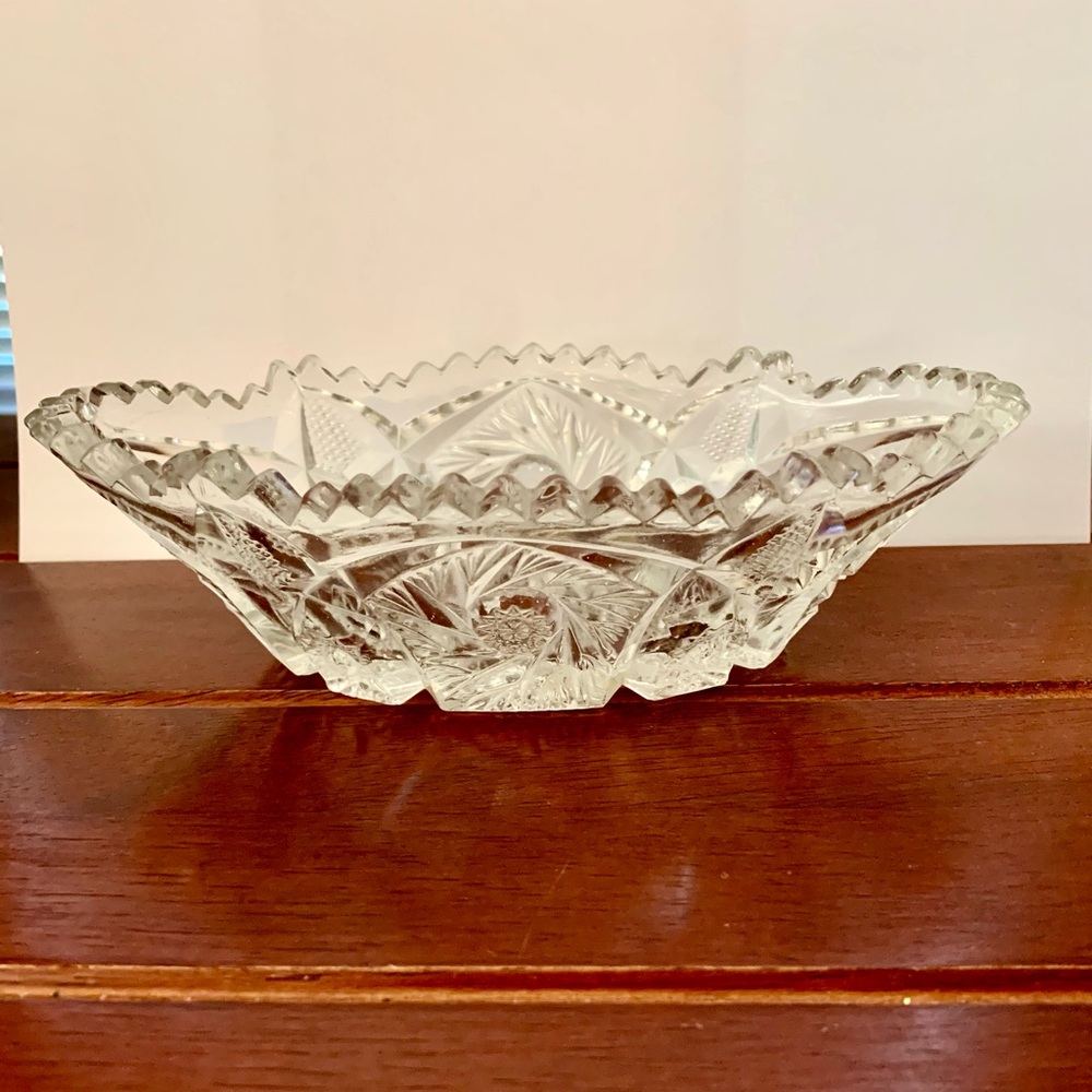 Vintage Imperial Glass-Ohio EAPG Whirling Star Clear Candy or Pickle Dish